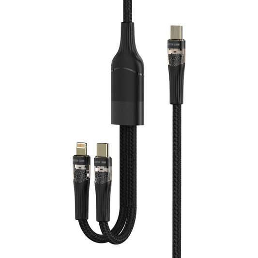 Green Lion 2-in-1 Transparent Fast Charging Cable with 100W Power – Black