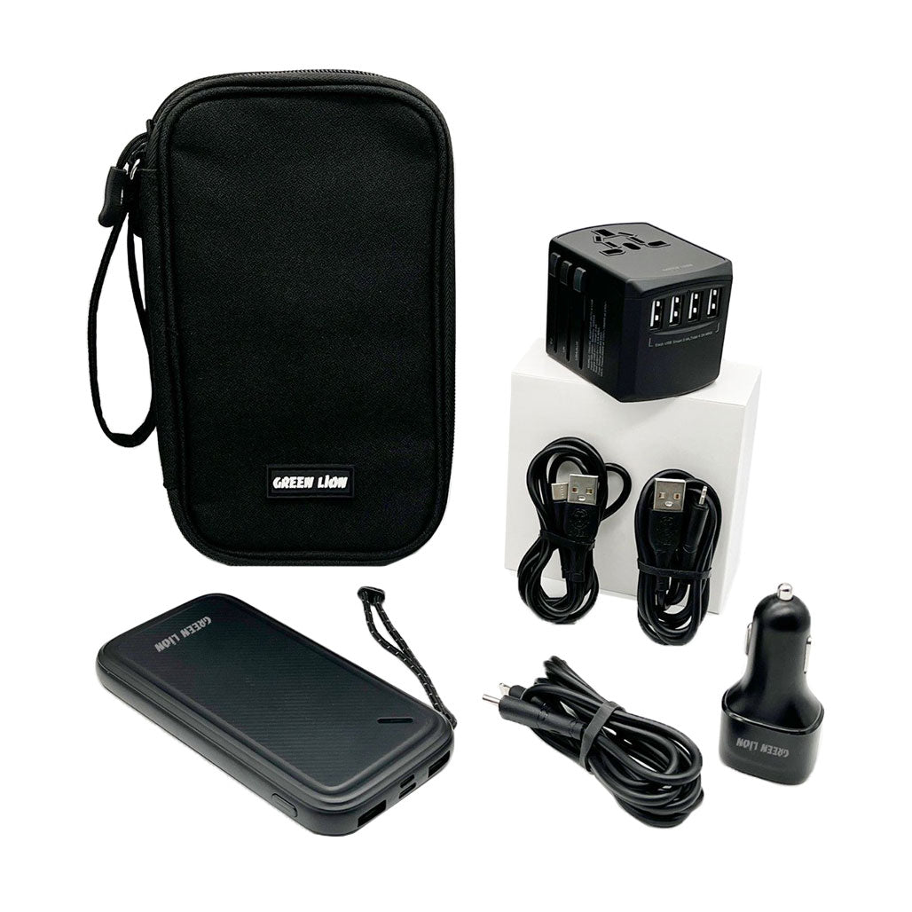 Green Lion 6-in-1 Universal Travel Bag - Black | GN6IN1UBAGBK | All-in-One Charging Solution