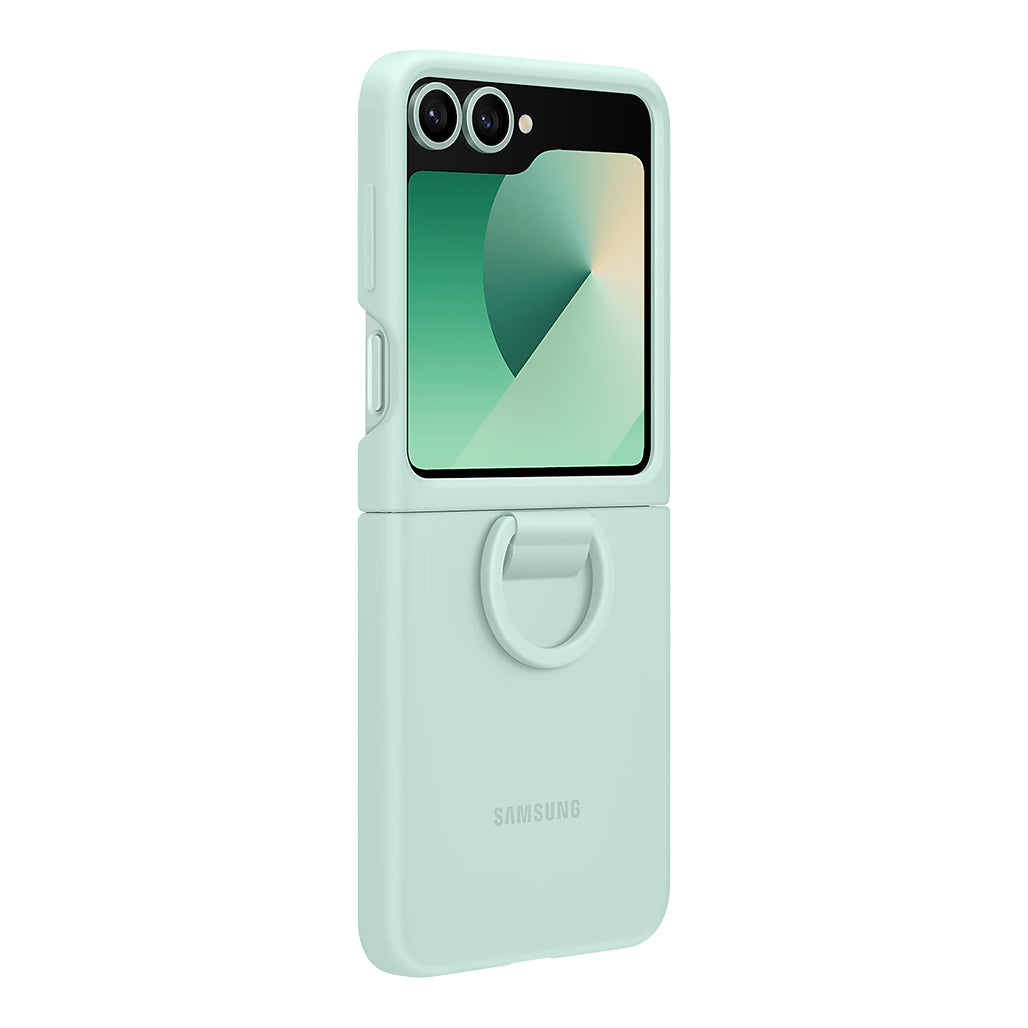 Samsung Z Flip6 Silicone Case with Built-In Ring - Mint | Ultra-Slim, Non-Slip Grip, Sleek Design