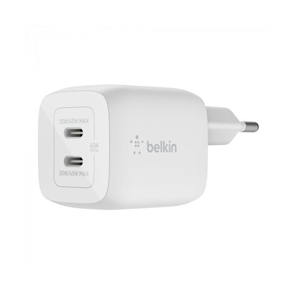 Belkin, WCH011VFWH Boost Charge Pro Dual USB-C GaN Wall Charger with PPS 45W