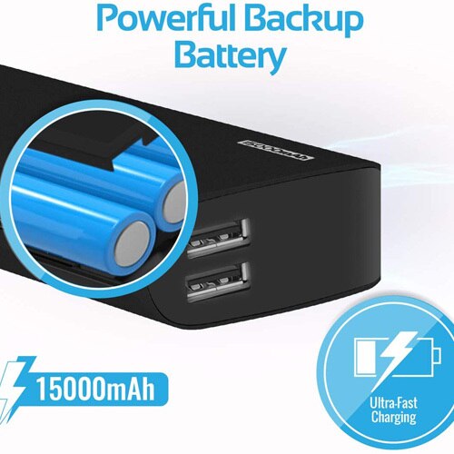 Promate Tag-15 15000mAh Travel Power Bank | High Capacity Portable Charger with Dual USB Outputs