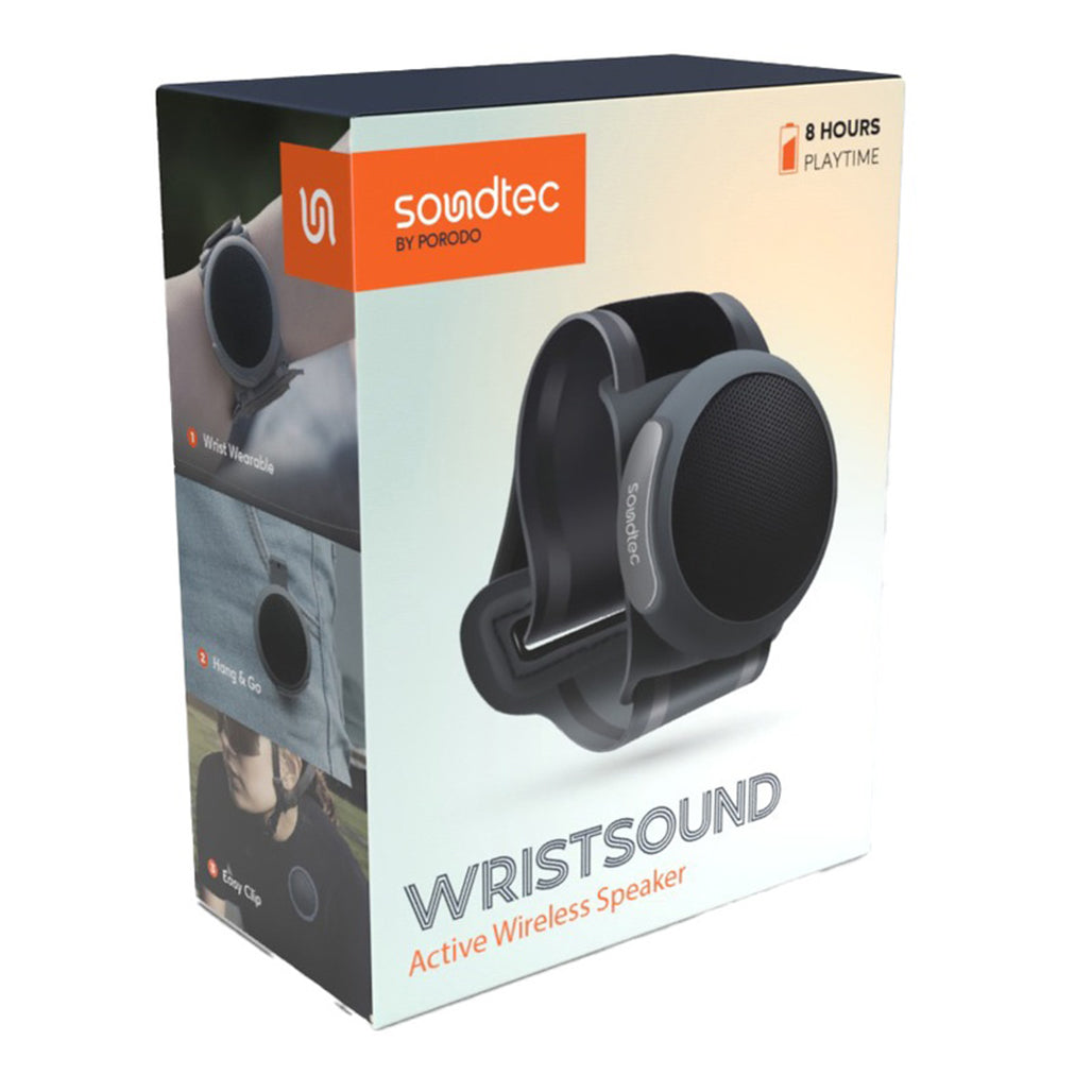 Porodo Portable Soundtec Wristsound Active Wireless Speaker – Waterproof, Hands-Free Calls, 3W Bluetooth 5.3 Audio