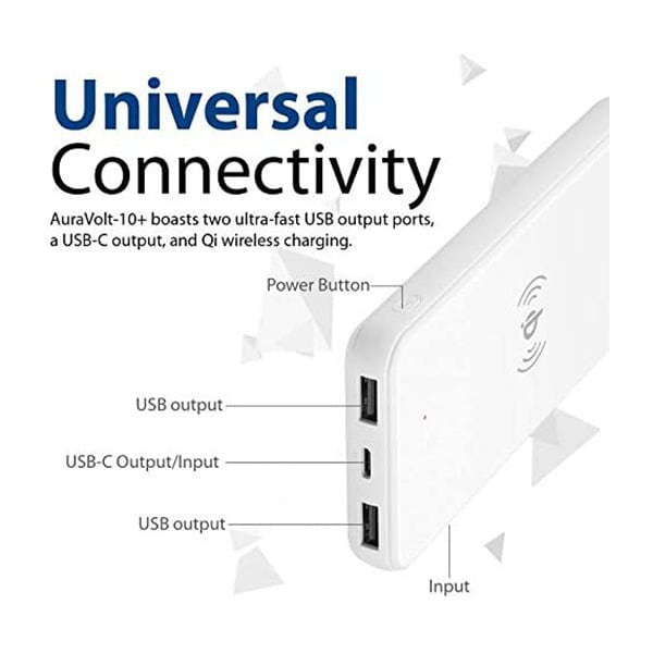 Promate AuraVolt-10+ 10000mAh Qi Wireless Power Bank