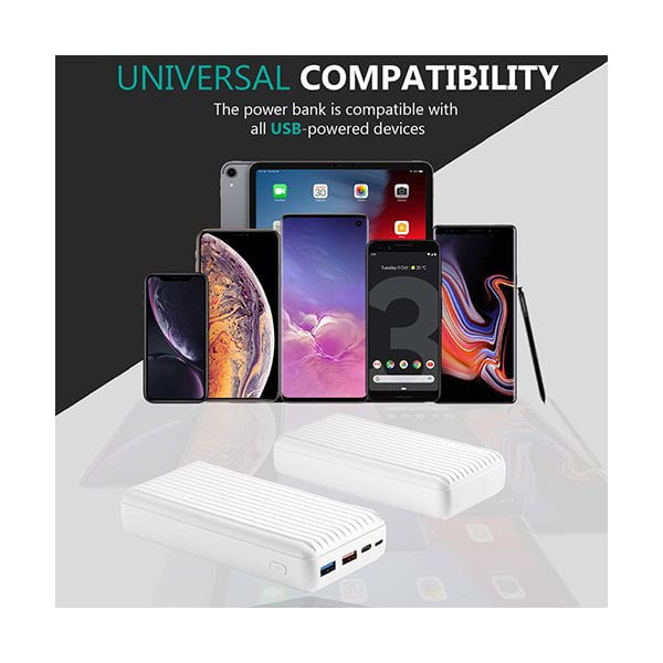 Promate Titan-30 30000mAh Power Delivery Power Bank, USB-C Two Way Portable Charger with 18W Power Delivery, Qualcomm Quick Charge 3.0 Port and Ultra-Fat 2.4A USB Port for Smartphones